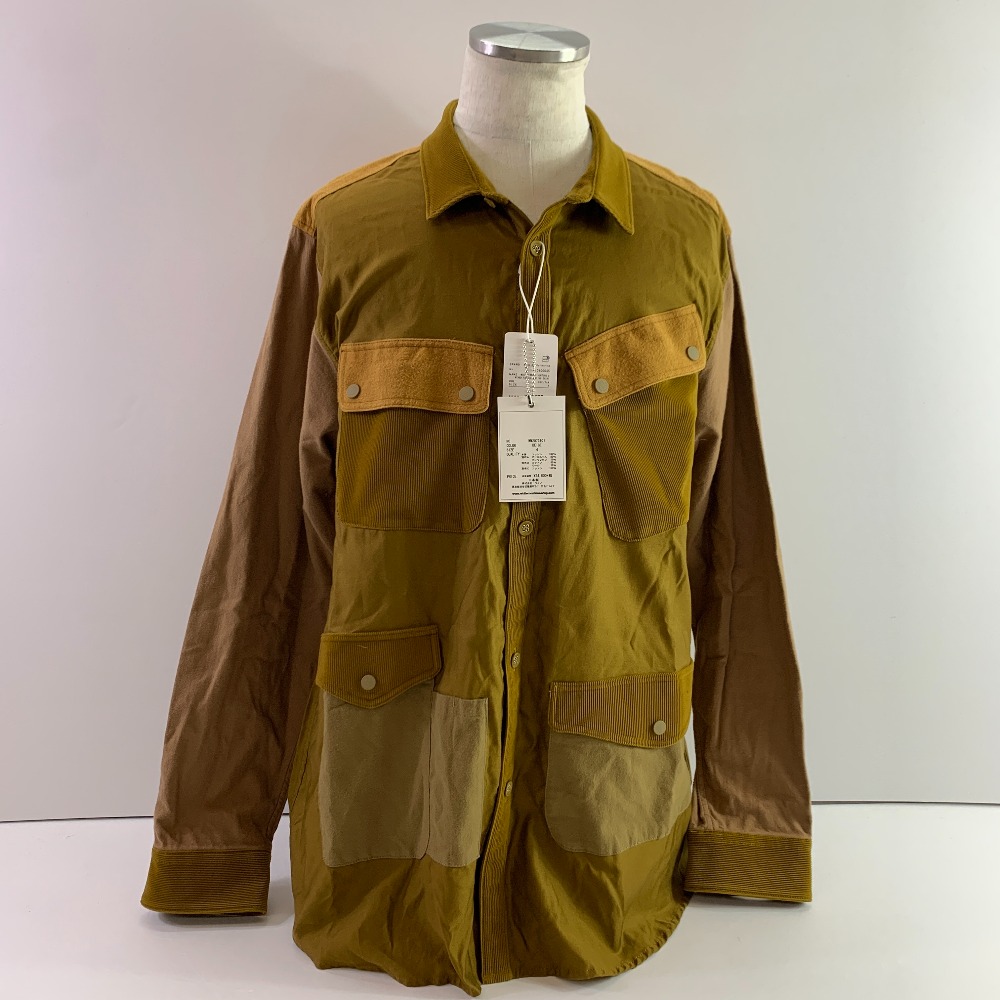 04w6344▽※【中古】White Mountaineering ホワイトマウンテニアリング MIXED FABRIC HUNTING SHIRT WM2073101 長袖シャツ サイズ4 ベージュ【八王子店】 15,246円