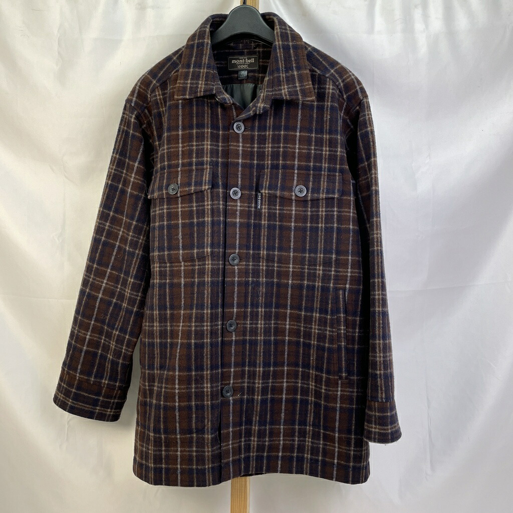【中古】 モンベル mont-bell ウールカントリージャケット チェック柄 ブラウン サイズM ベトナム製 メンズ アウター ウール 2104639 01w-6398 【結城店】