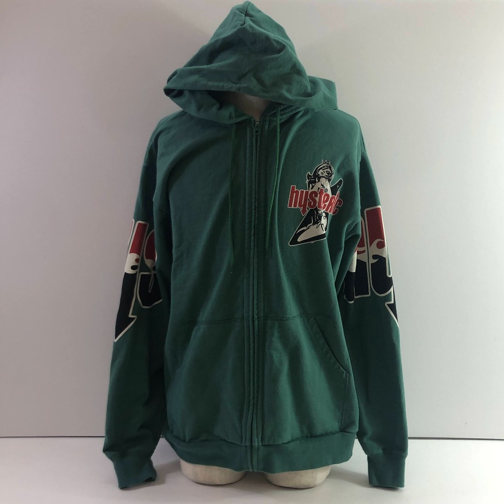 04w6447∞※【中古】 HYSTERIC GLAMOUR ヒステリックグラマー HYS FLARE LOGO パーカー 02261CF01 大きさXL 緑であること 綿 【八王子店】