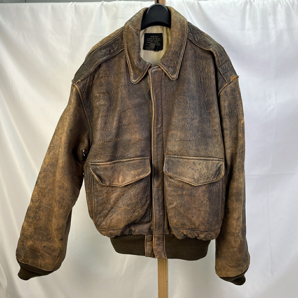 【中古】 アヴィレックス AVIREX A-2 レザーフライトジャケット ヴィンテージ 80's 刺繍 プリント ブラウン サイズS メンズ アウター 30-1415 / 1978-01 01w-6509 【結城店】|トレーダー 店