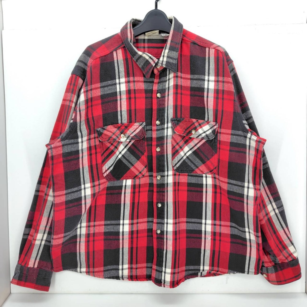 【中古】 ファイブ茶飲み友だち FIVE BROTHER  ヘビーネルシャツ 読み合わせる柄  赤いこと/黒いこと  大きさXXL  メンズ  長袖プルオーバー  綿織物  05w20299  【館林店】