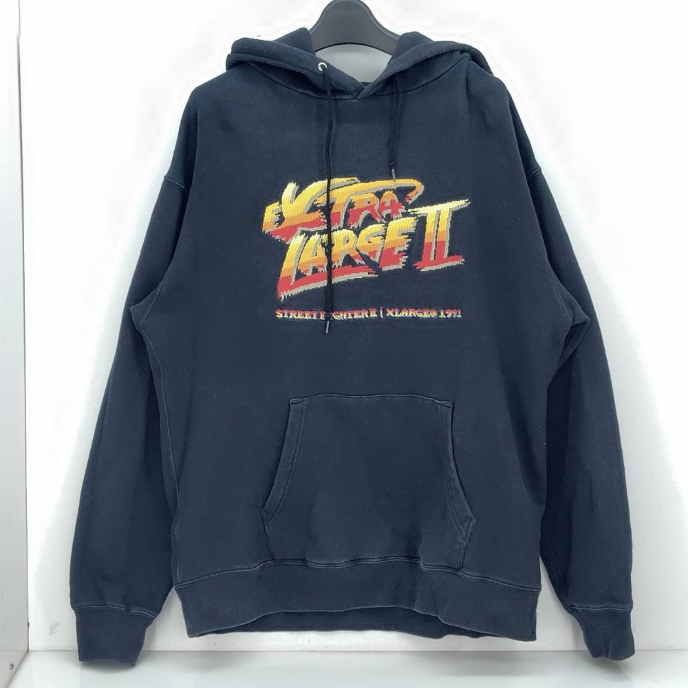 【中古】 エクストララージ XLARGE ストリートファイターII コラボ パーカー ダークネイビー サイズL 中国製 メンズ コットン 05w20305 【館林店】