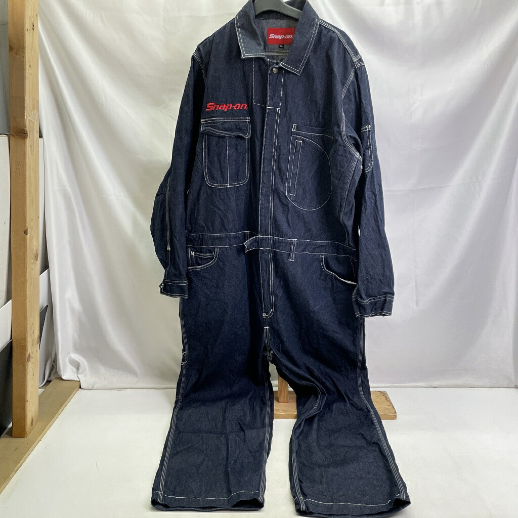 【中古】 スナップオン SnapOn デニムつなぎ メカニックウェア 刺繍 5L 大きいサイズ ブルー メンズ 作業着 ツナギ コットン 01w-6516 【結城店】