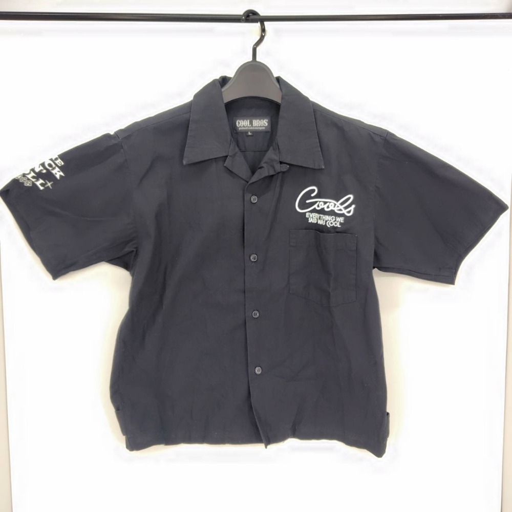 【中古】 クールブロス COOL BROS  ボウリングシャツ  ブラック  サイズL  日本製 メンズ  半袖シャツ  コットン  05w20319  【館林店】