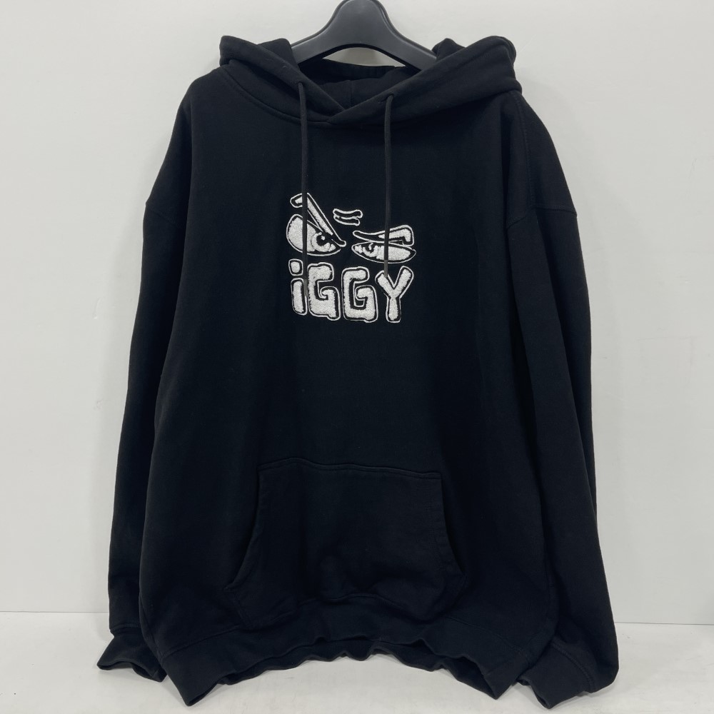 07w1523★ IGGY NYC (イギー) I WENT TO YOUR HOODED プルオーバーパーカー フーディー ブラック XLサイズ【中古品】｜トレーダー　店