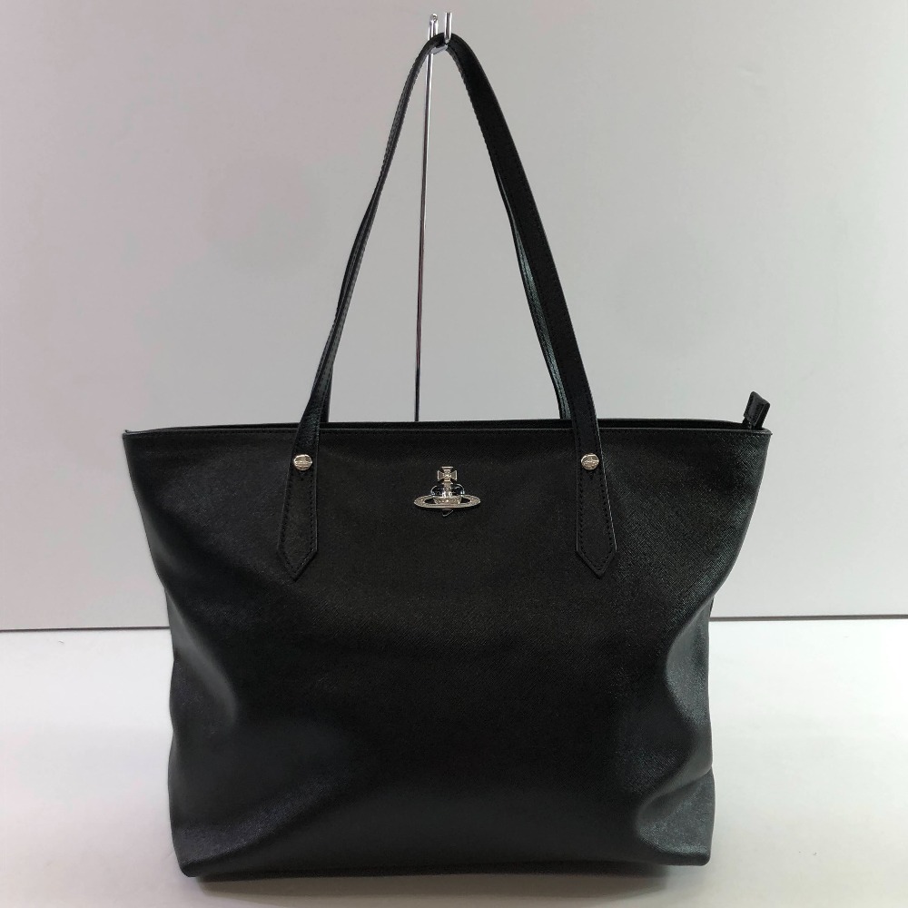 04w6476∞※【中古】 Vivienne Westwood ヴィヴィアンウエストウッド ハートオーブ トートバッグ ブラック レザー 【八王子店】