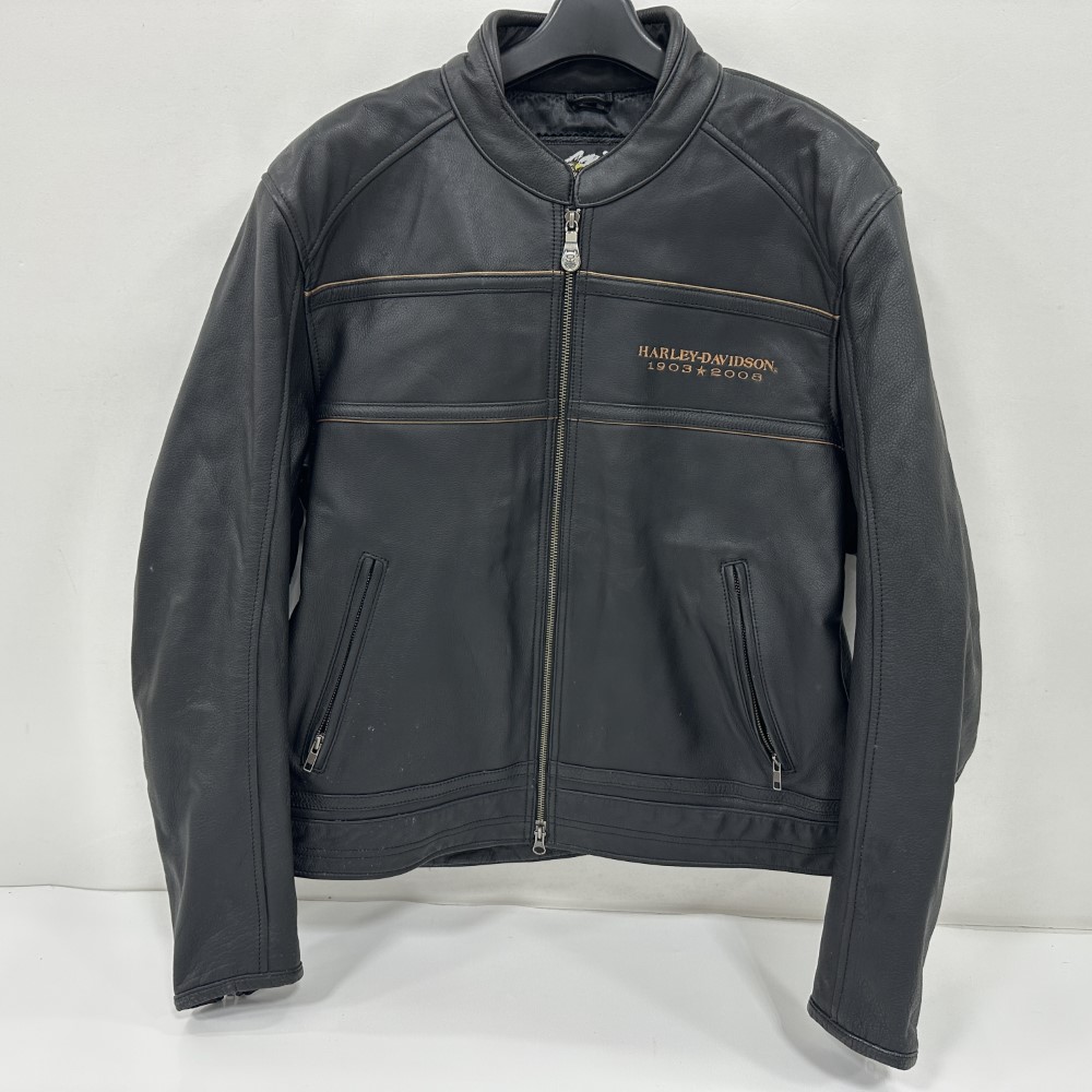 07w30002 ハーレーダビッドソン 105周年記念限定 レザージャケット ブラック サイズXL【中古品】
