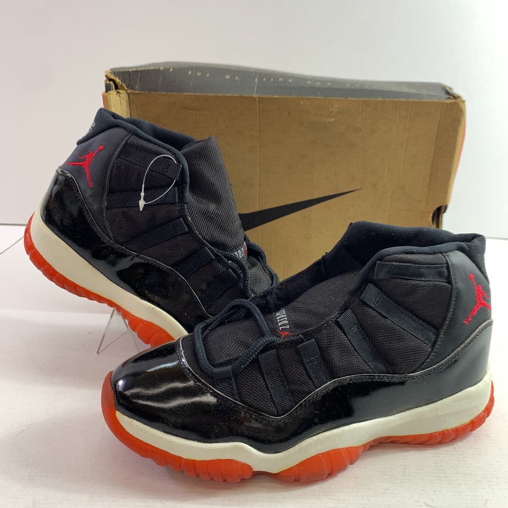 04w6639▽※【中古】※観賞用※Nike Air Jordan 11 OG Playoffs 1996 130245-062 ナイキ エアジョーダン11 OG プレーオフ オリジナル ブラック/トゥルーレッド/ホワイト 27cm デッドストック【八王子店】