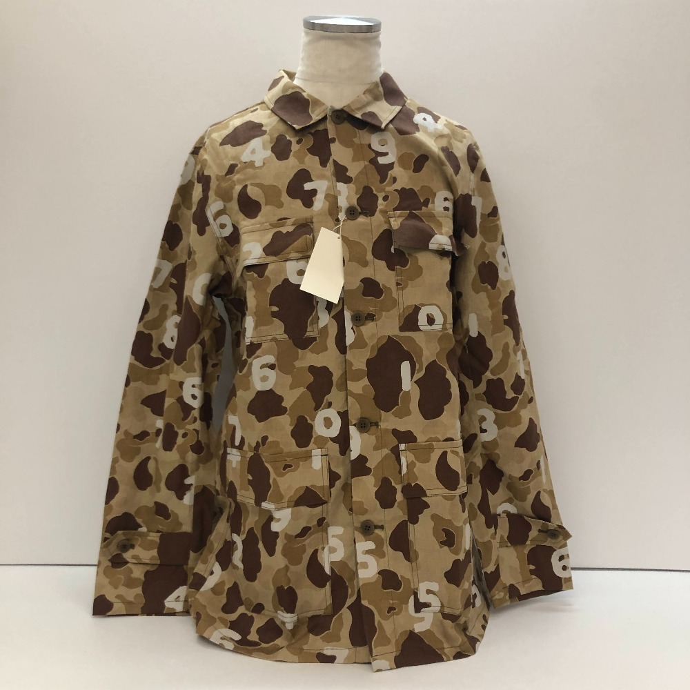 04w6533∞※【中古】 SOU・SOU deportare ソウ・ソウ デポルターレ リネンツイル カーゴジャケット duck hunter camo 大きさL うす茶色 間鴨柄 【八王子店】