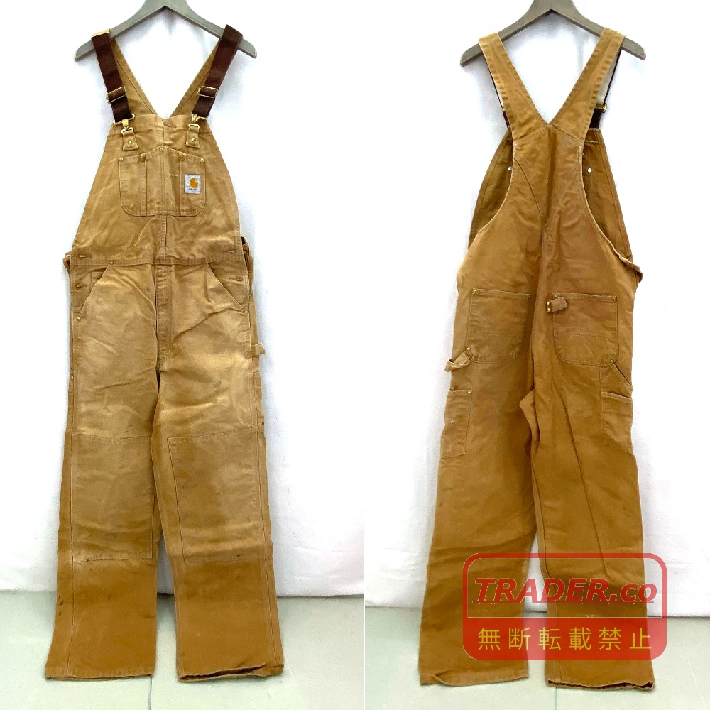 【中古】 Carhartt 鉄道車両ハート形 ダブルニーオーバーオール  赤銅色  メンズ  表どおり  厚地の外套櫂  03w26469  【入間店】