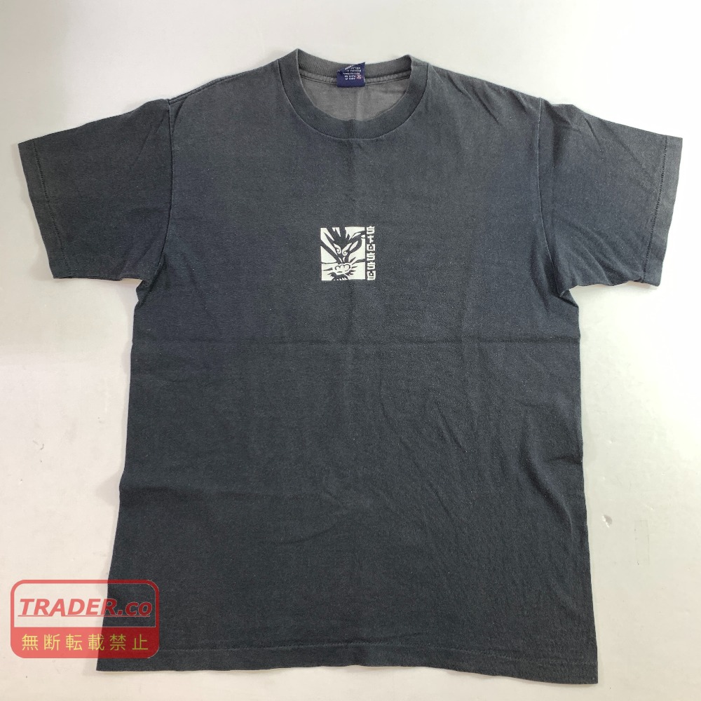 04w6854▽※【中古】ステューシー STUSSY オールドステューシー 紺引き船 USA製 火竜鬼フェイド 半袖プルオーバー 黒いこと L大きさ【八王子店】