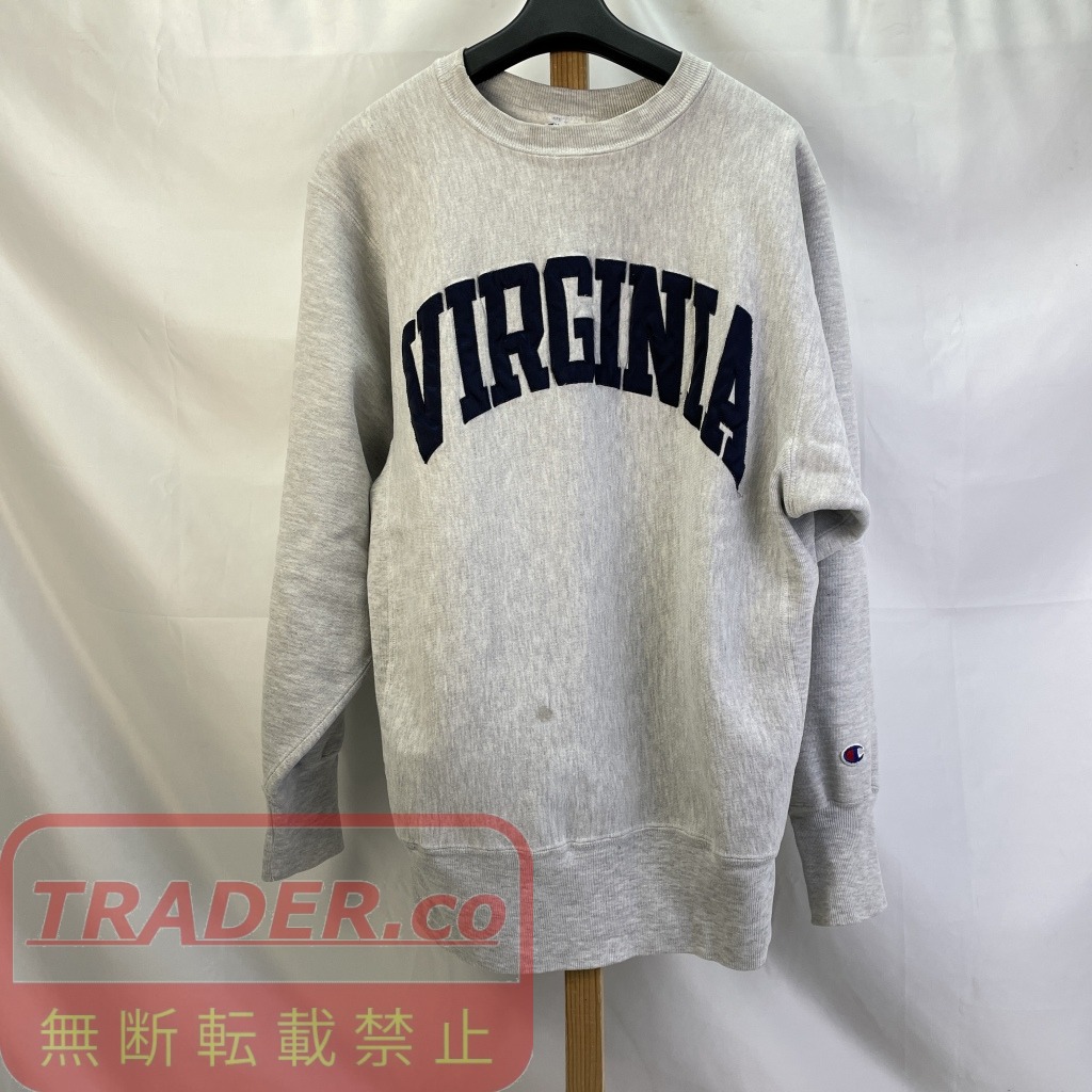 【中古】 はやりっ児 Champion   REVERSE WEAVE \"\""VIRGINIA\""\"" 90s 刺しゅう引き舟 リバースウィーブ  汗水  薄墨色  大きさL  メンズ   綿織物  01w-6717  【結城店】"