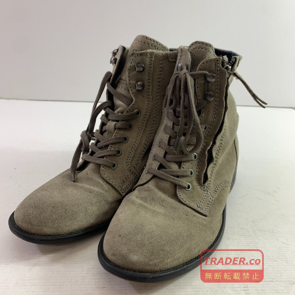 04w7084▽※【中古】DIESEL ディーゼル サイドジップ レースアップブーツ スウェード 41大きさ 遊撃手ブーツ 薄墨色 メンズ【八王子店】