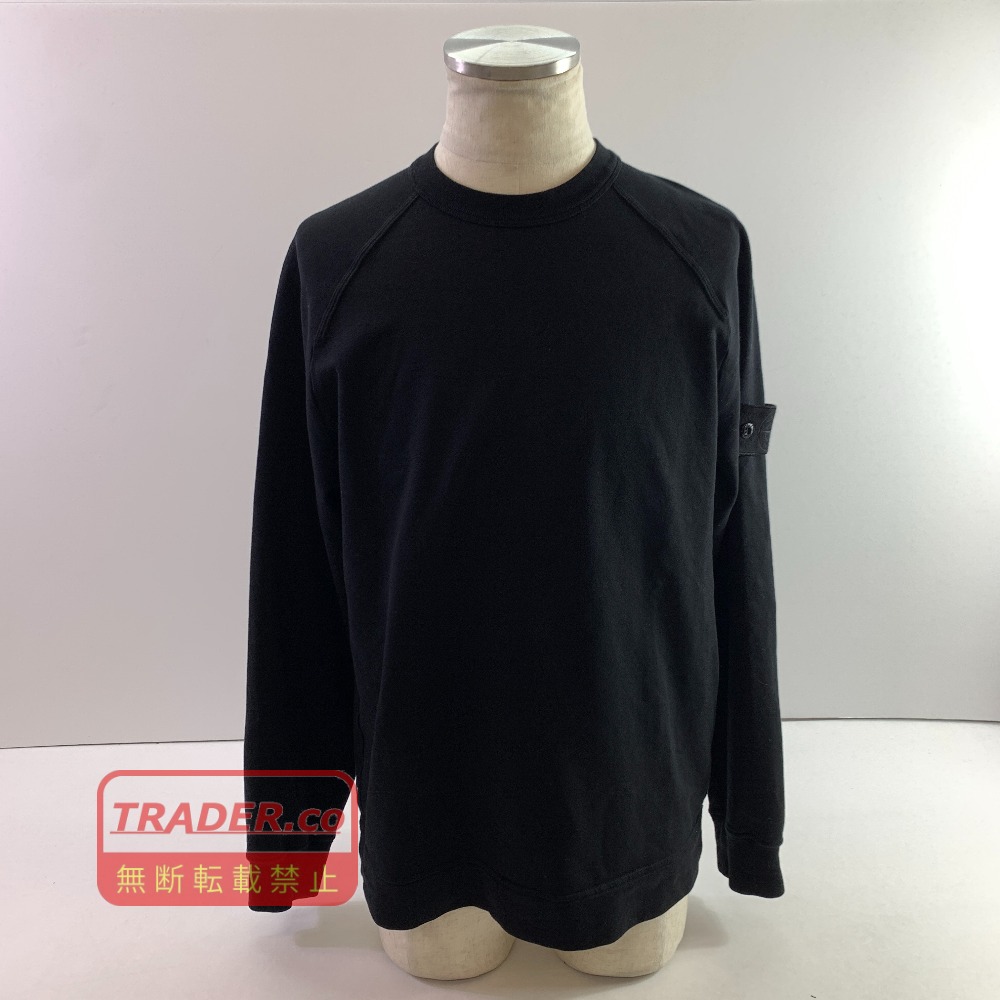 04w7089▽※【中古】STONE ISLAND ストーンアイランド コンフォートフィット 労働者の一団のど首 トレーナー ラグラン捩り 黒いこと 長袖プルオーバー ロンT L1S156100064 S00F3 S大きさ【八王子店】