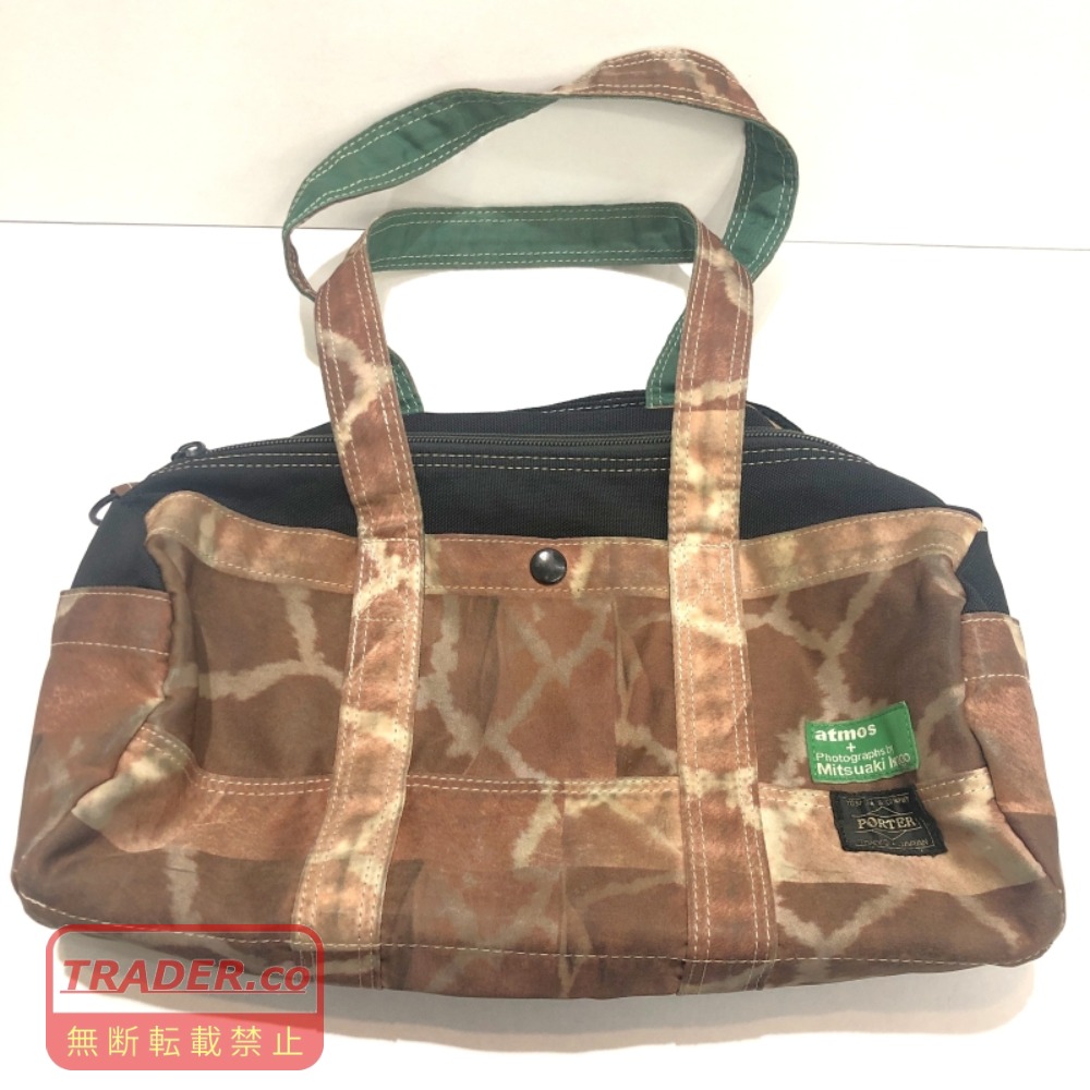 【中古】 ボーイ PORTER   × アトモス atmos × 岩合光昭 吉田嚢 ハンドバック ショルダーバッグ 麒麟柄  ショルダーバッグ  01w-6664  【結城店】