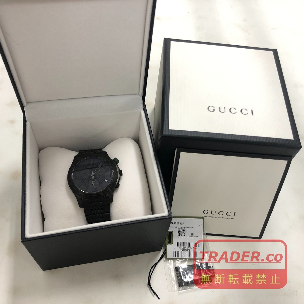 【中古】 グッチ GUCCI  Gひと休み受け答え 石英  黒いこと  スイス連邦製 メンズ  箱・蓄積一こまあり  ウオッチ  ステンレス鋼スチール写真  YA126225A  02w25224  【牛久店】