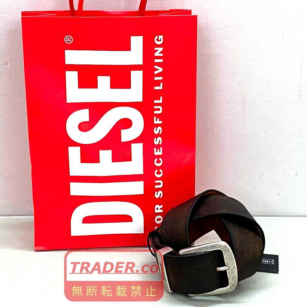 【中古】 Diesel ディーゼル メンズ なめし革胴締め 大きさ80 カウなめし革 牛皮  赤銅色 茶  メンズ  胴締め  X10453P8528 下げ札付き添い人 美品 03w27064  【入間店】
