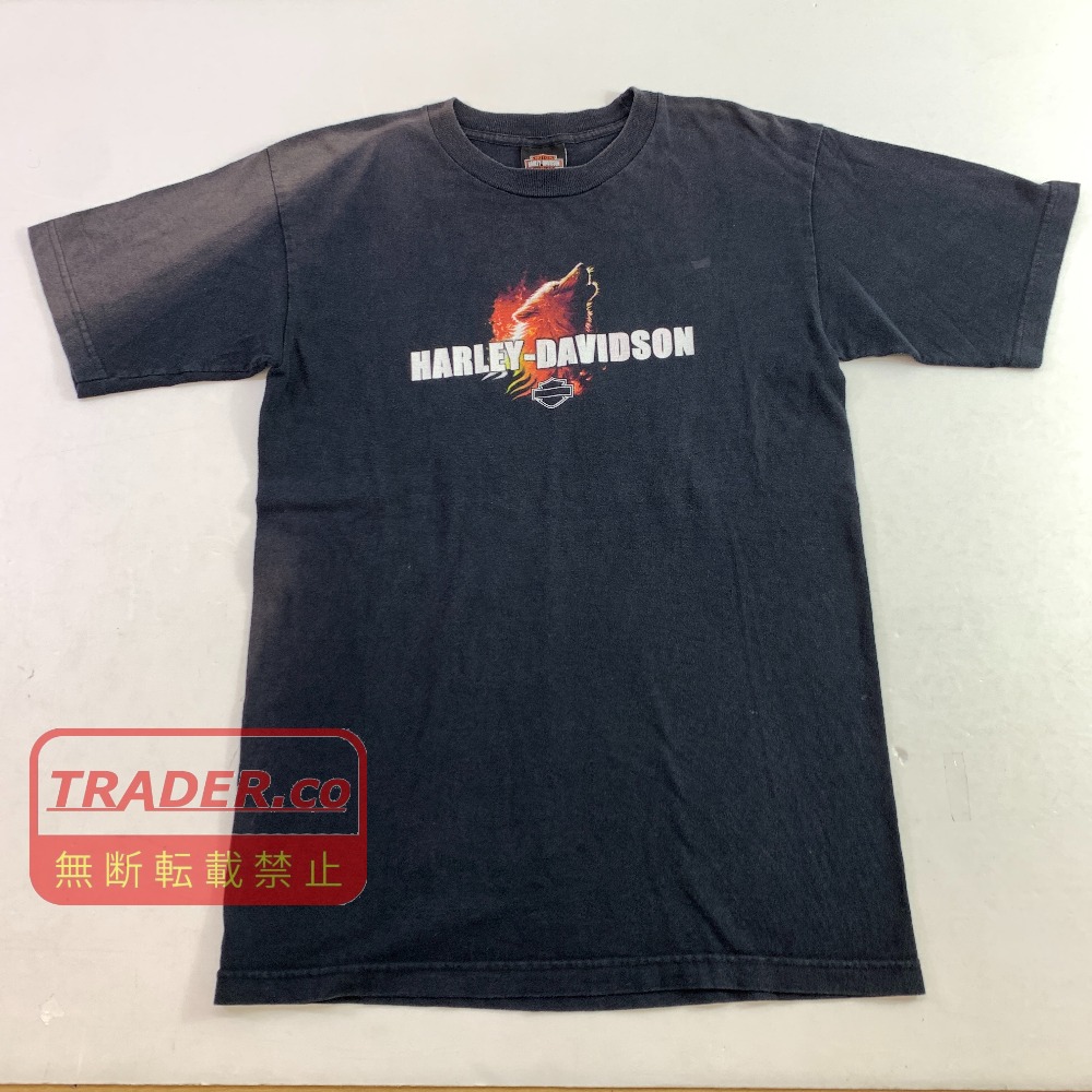 04w7170▽※【中古】HARLEY DAVIDSON ハーレーダビッドソン 半袖Tシャツ オオカミプリント ブラック Mサイズ【八王子店】|トレーダー 店