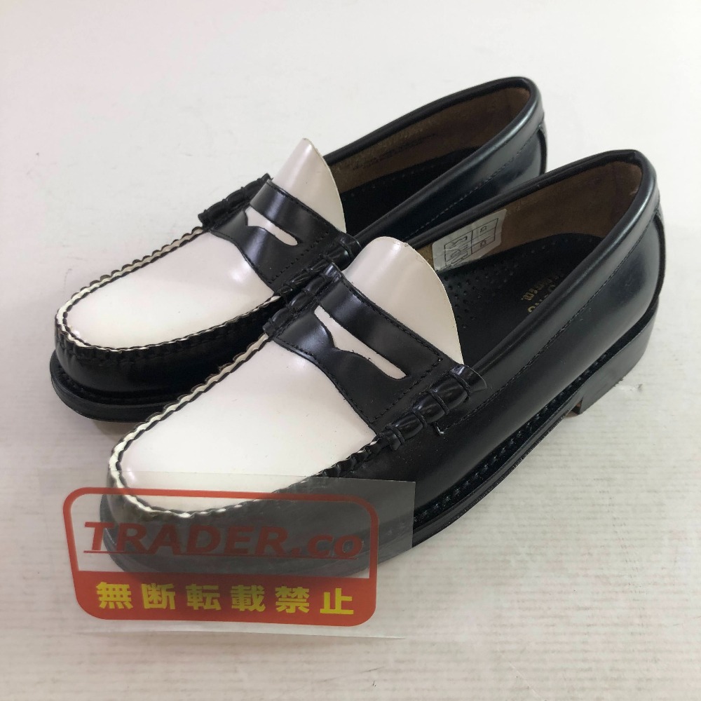 04w7030∞※【中古】 G.H.BASS ジーエイチバス LARSON ラーソン ローファー BA11010H ブラック/ホワイト US7 レザー 【八王子店】|トレーダー 店