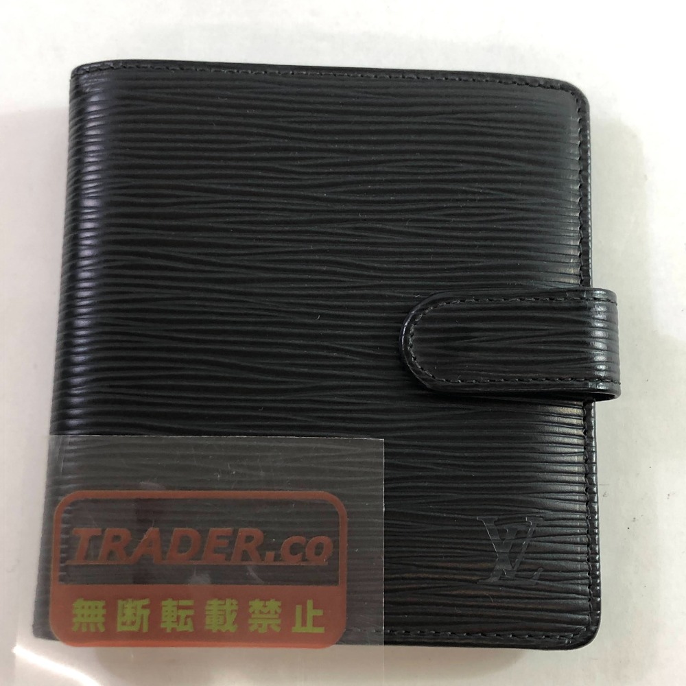 04w7034&infin;※【中古】 LOUIS VUITTON ルイ ヴィトン エピ ポルト・ビエ コンパクト ノワール M63552 MI1002 二つ折り財布 【八王子店】｜トレーダー　店