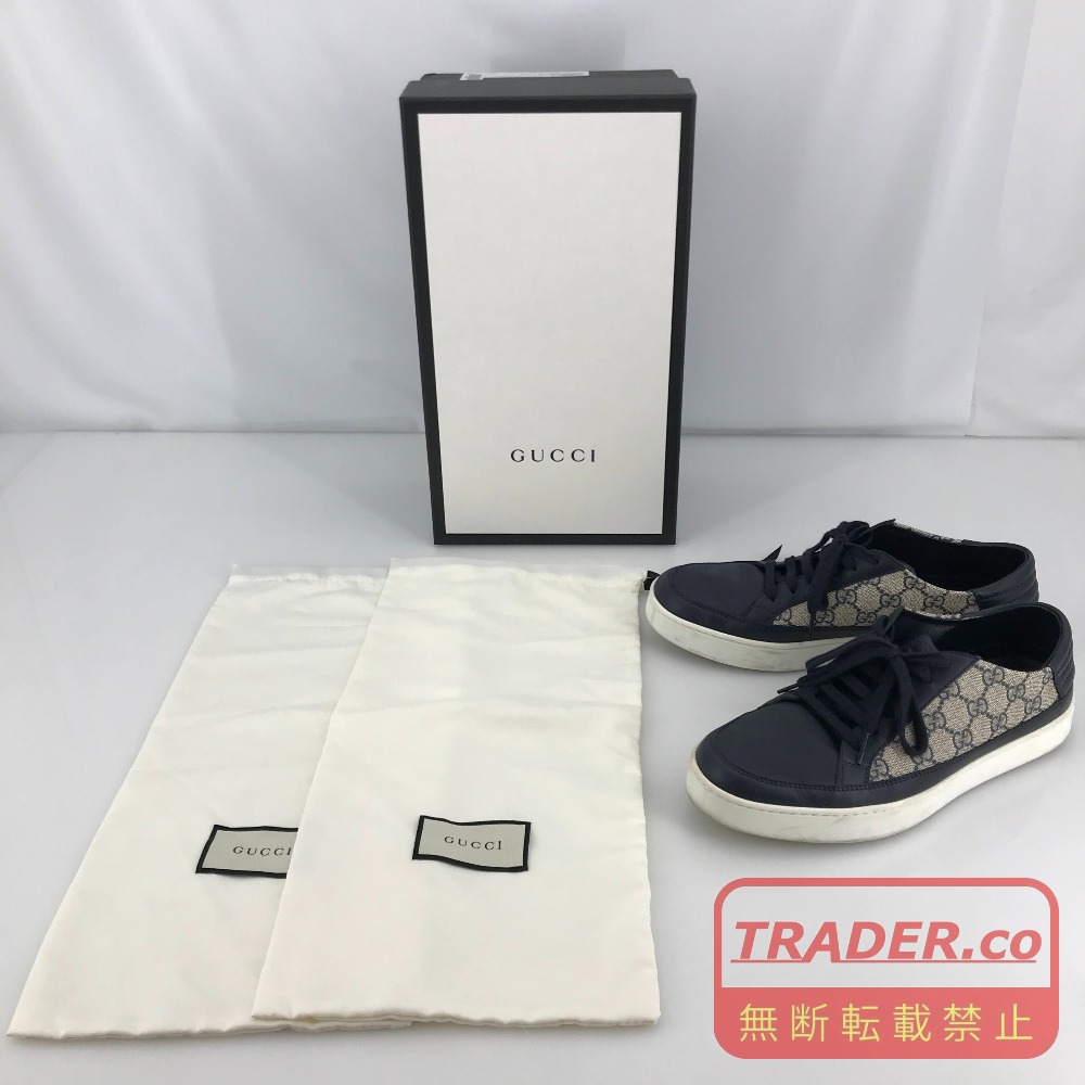【中古】 グッチ GUCCI ローカットスニーカー ベージュ/ネイビー US7 イタリア製 メンズ スニーカー 05w21958 【館林店】｜トレーダー　店