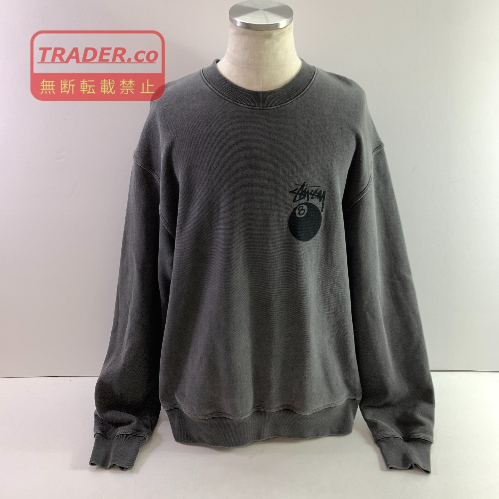 04w7270▽※【中古】STUSSY ステューシー 8ボール スウェット グレー 長袖 Lサイズ【八王子店】｜トレーダー　店