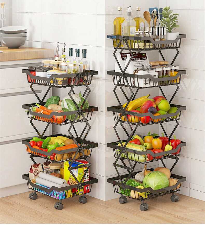 楽天市場】キッチン野菜棚黒地に着地した多層野菜棚家庭用野菜果物貯蔵