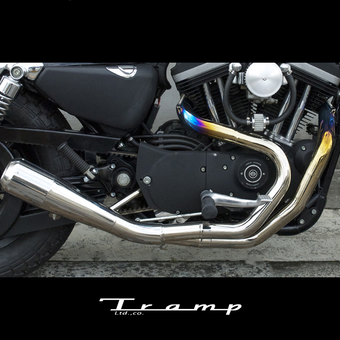 TRAMP CYCLE トランプサイクル マフラー　スポーツスター 04〜06モデル用 /Fulltitanium Muffler 2in1  Natural/ナチュラルタイプ TMF-052E ハーレーダビッドソン 社外品　HARLEY DAVIDSON 送料無料 | TRAMP CYCLE