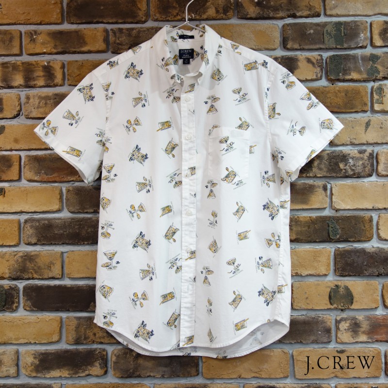 【XXLサイズ対応】J.CREW カクテル柄半袖ボタンダウンシャツ ジェイクルー