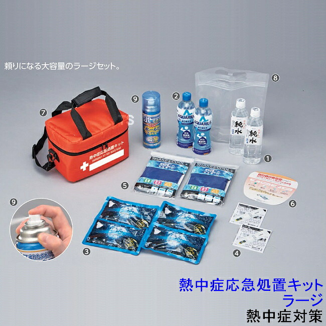 熱中症対策 熱中症応急処置キット ラージ (375905) 【保管 備蓄 手当 作業 応急処置 予防セット】|安全保護具のトランスタイル 2号店