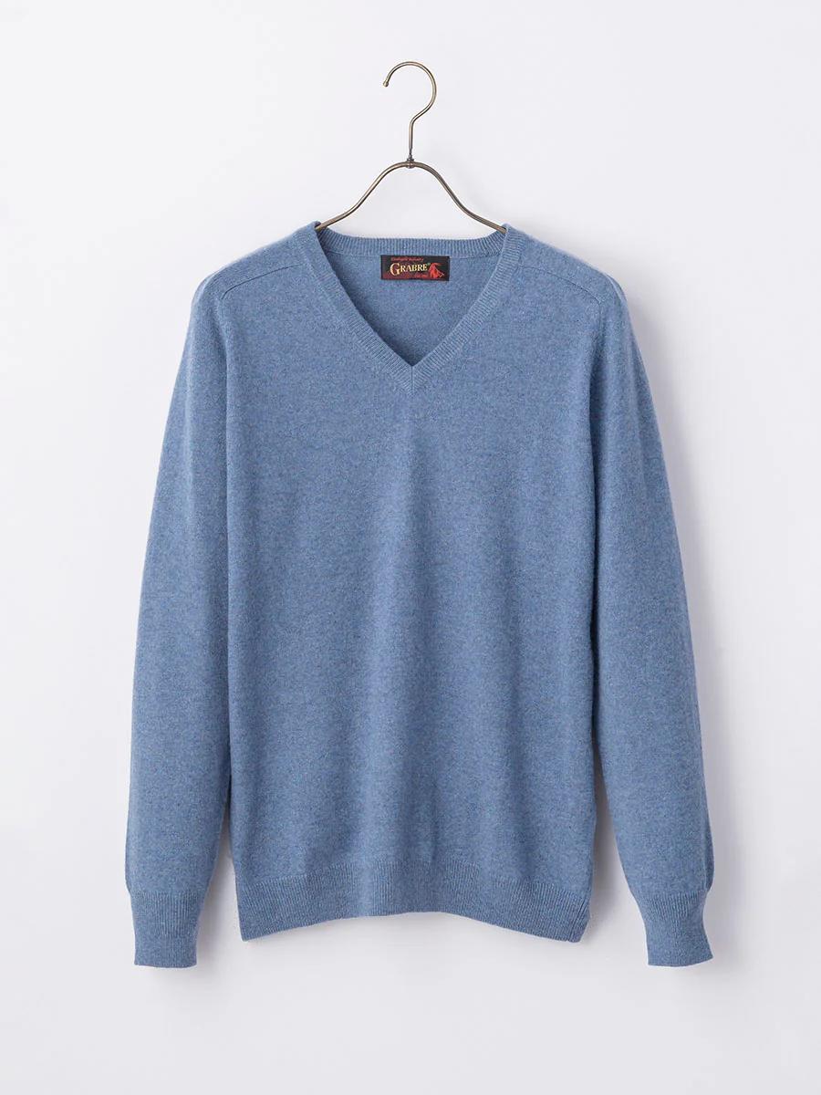【百貨店SALE 客体!!】GRABRE（グローヴレ） カシミール 100% Vのど首 プルオーバー / M L LL / 全10色（青碧 点火装置 薄墨色 青緑色 米国海軍 モカ ペパーミント緑であること パープル さくら色 黒いこと … / メンズ 成人男性 カシミヤ 心地よい フォーマル 編み物 無地