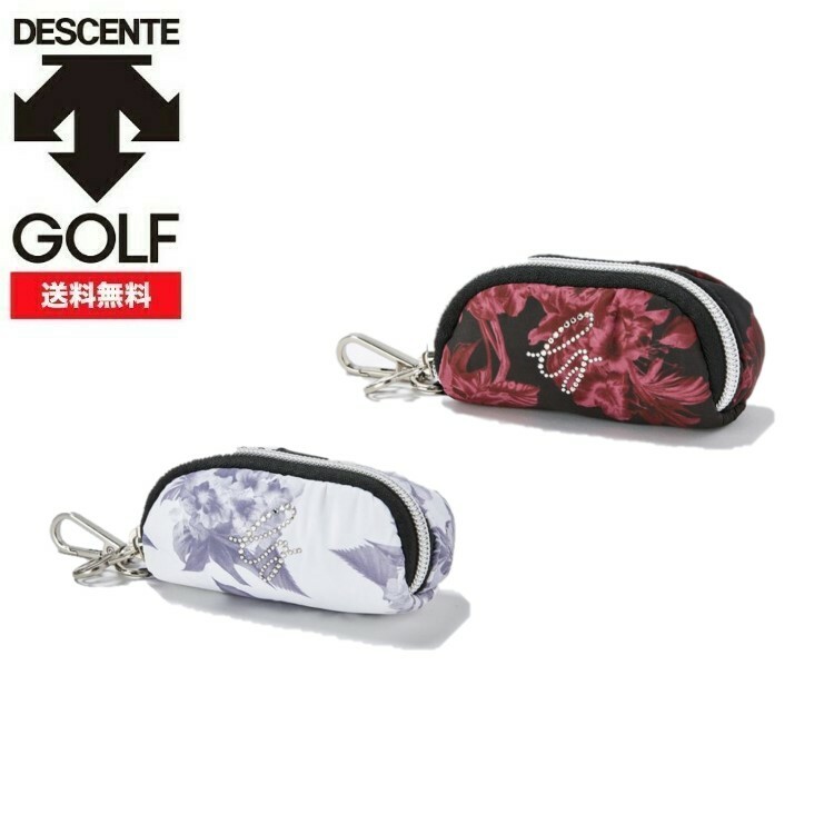 22秋冬 DESCENTE GOLF デサント ゴルフ レディース 花柄プリントボールホルダー 2個用 DQCUJX60 スワロフスキー ポーチ  ギフト プレゼント 初回限定