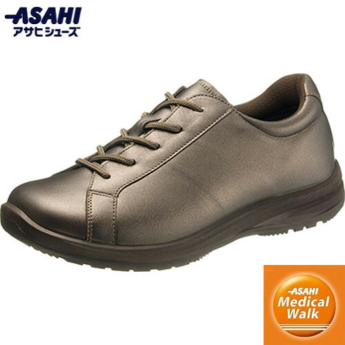 ■貨物輸送無料■【ASAHI SHOES】アサヒシューズ KV30004 医学的ウォークWK L001 ブロンズメタリック[心地好いシューズ/成人女性靴/スニーカー/内側ジッパー付/生まれながらなめし革/町青少年/デイリー青少年/ウォーキング]【RCP】