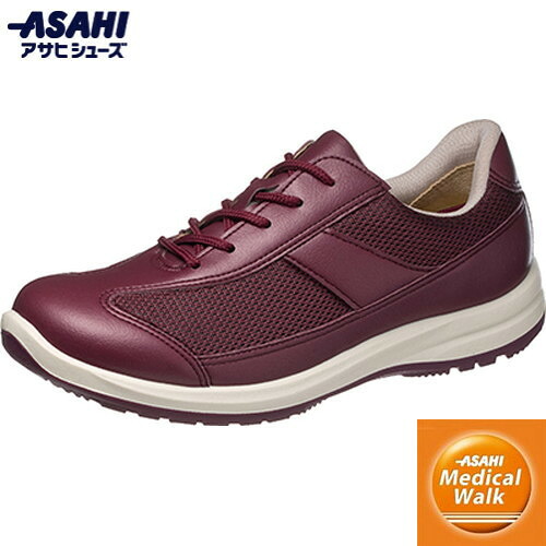 ■貨物輸送無料■【ASAHI SHOES】アサヒシューズ KV30131 止ん事無い通気性 医学的ウォーク WK L030 ぶどう酒[スニーカー/お上さん靴/運動すること靴/内側チャック付き添い人/心地よい/デイリー若い衆/町若い衆/運動競技/ウォーキング/小股走り]【RCP】