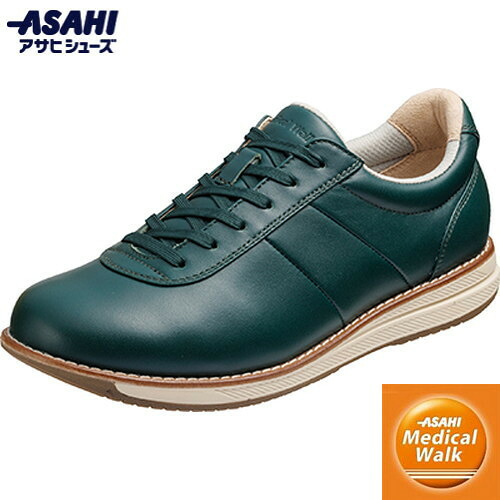 ■貨物輸送無料■【ASAHI SHOES】アサヒシューズ KV78532 ジッパー付 医学的ウォークWK L037 緑であること [スニーカー/成人女性靴/運動すること靴/なめし革スニーカー印字機/内側ジッパー付き添い人/心地好い/町青少年/ウォーキング/小股走り]【RCP】