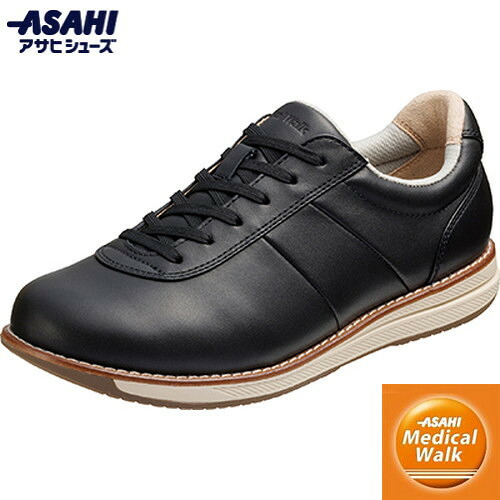 ■貨物輸送無料■【ASAHI SHOES】アサヒシューズ KV78533 ジッパー付 医学的ウォークWK L037 黒いこと [スニーカー/成人女性靴/運動すること靴/なめし革スニーカー印字機/内側ジッパー付き添い人/心地好い/町青少年/ウォーキング/小股走り]【RCP】