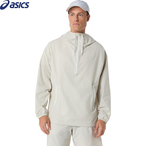 ■送料無料■【asics】アシックス 2033C015-020 HERITAGEダブルウィーブリラックスジャケット[ライトダスト][ユニセックス/男女兼用/ジャケット/ウォームアップウェア/トレーニングウェア/ハーフジップ]【RCP】｜トランスポーツ