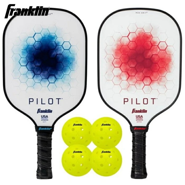 ■貨物輸送無料■【Franklin PICKLE BALL】フランクリン ピックルボール パドル 書き割りPILOT PP 2 PLAYER SET[製造会社品番:59812]飛行士つづき物・パドル(10粍)2本と露天用ピックルボールX-40が4個書き割り【RCP】
