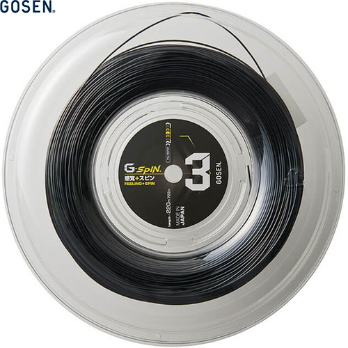 ■貨物輸送無料■【GOSEN】ゴーセン TSGS302BK G-SPIN3 16LGA 220m一巻き[黒いこと][庭球/ガット/より糸/庭球用ガット/ゲージ/1.28粍/一巻き/220m]【RCP】