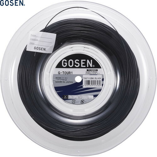 ■貨物輸送無料■【GOSEN】ゴーセン TSGT112BK G-TOUR1 16L 220m 一巻き[黒いこと][ジーツアー1 16エル/庭球/硬式庭球/ガット/より糸/一巻き/ジーツアーシリーズ]【RCP】