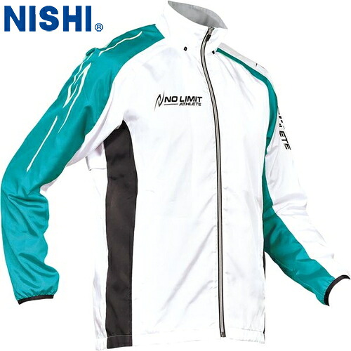 ■送料無料■【NISHI】ニシ・スポーツ NAS80-006J 3Dマルチブレーカージャケット【ホワイトXブルーグリーン】[ウィンドブレーカー/陸上競技/トラック競技/部活/練習/トレーニング/ソフトグリッド起毛/高密度生地/快適防風ジャケット]【RCP】｜トランスポーツ