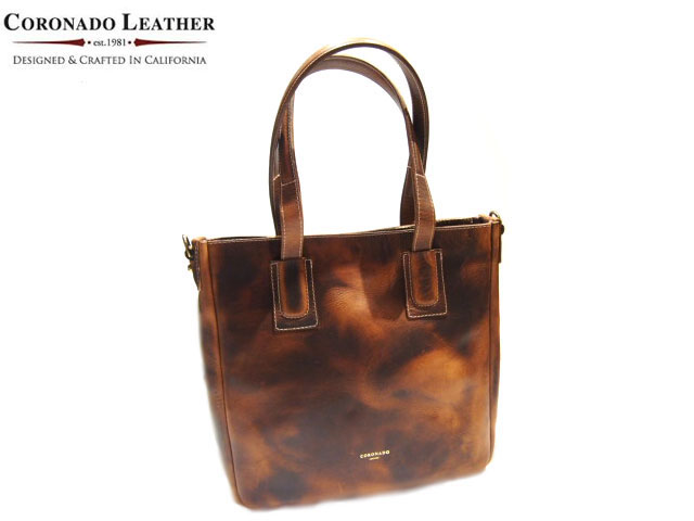 Coronado Leather Americana Carry Tote Bag W Strap Brown