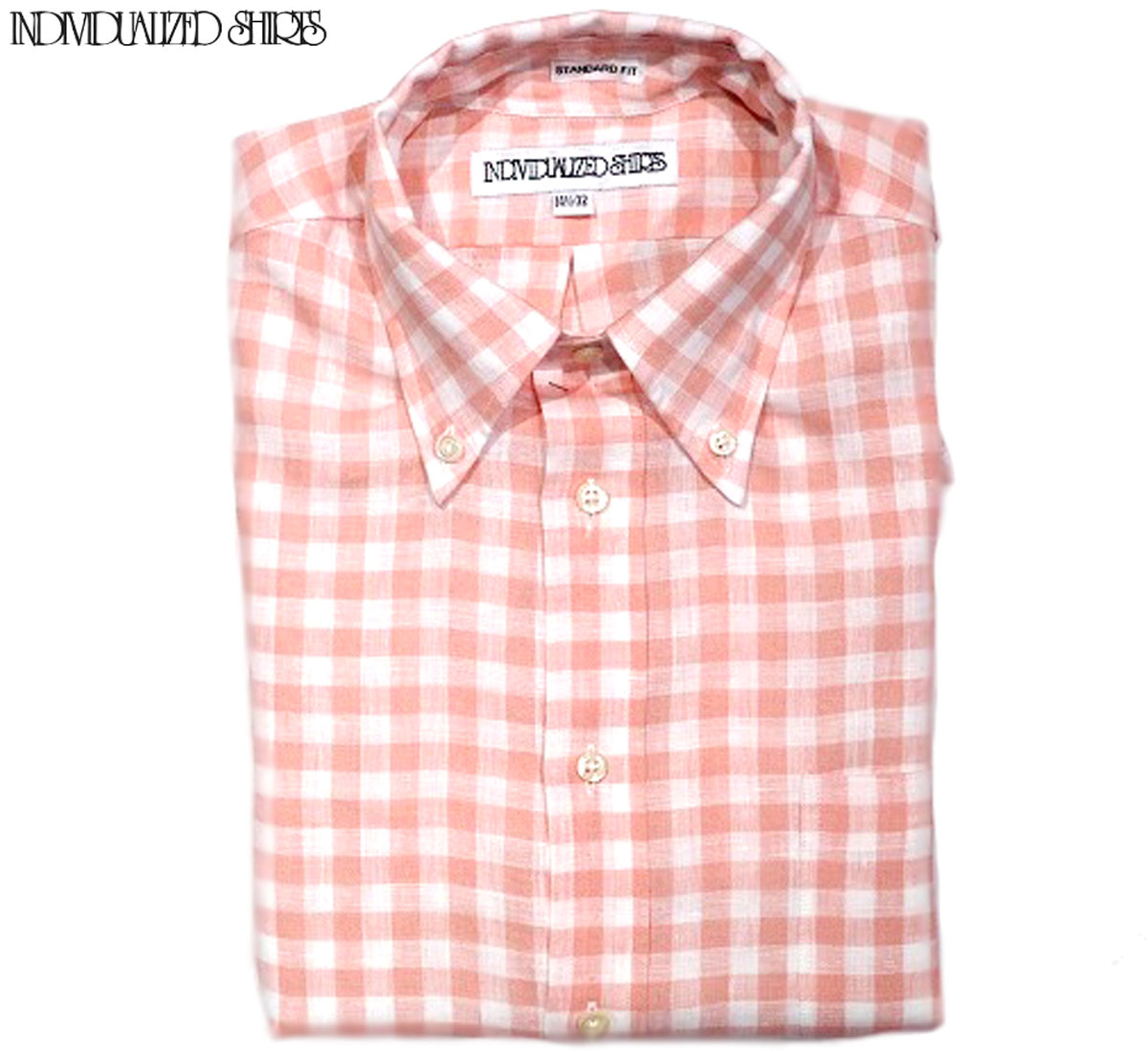 【只今３０％OFF！】【国内正規品】【正規取扱店】INDIVIDUALIZED SHIRTS（インディビジュアライズド　シャツ）/L/S STANDARD FIT LINEN TABLE CLOTH B.D. SHIRTS（ボタンダウンシャツ）/pink