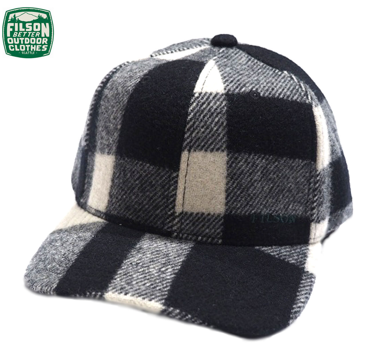 【つい今しがた３０％OFF！】【定まり取りまわし店】FILSON （フィルソン）#37086 WOOL LOGGER CAP/black x white