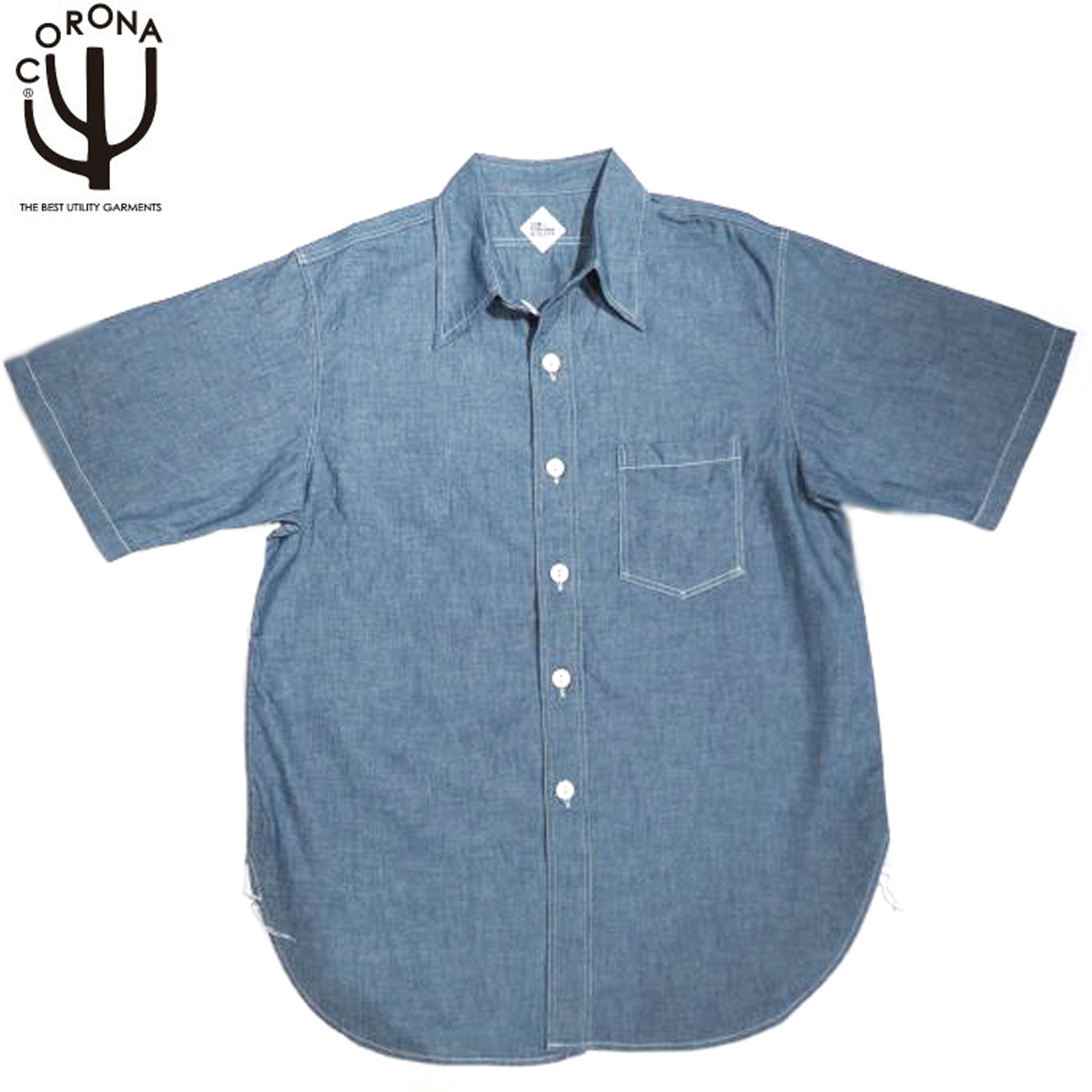 【只今30％OFF！】【正規取扱店】CORONA(コロナ）/#CS001S-25-01 NAVY 1POCKET CHAMBRAY SHIRTS/blue