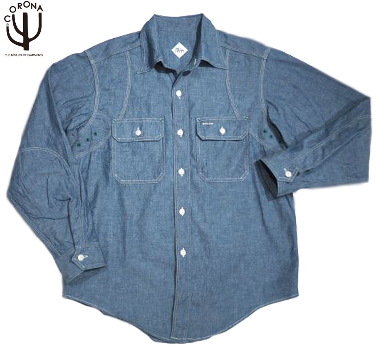 【正規取扱店】THE CORONA UTILITY（コロナ）/#CS014-25-01 W-YOKE CHAMBRAY SHIRT/blue