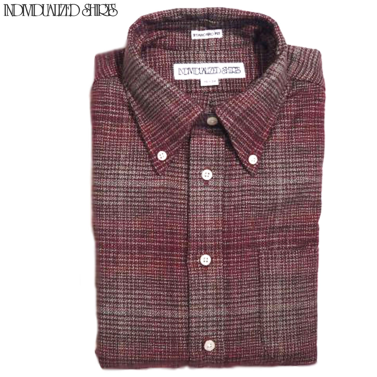 【正規取扱店】INDIVIDUALIZED SHIRTS(インディビジュアライズドシャツ）STANDARD FIT B.D. HEAVY FLANNEL SHADOW PLAID SHIRTS/burgundy