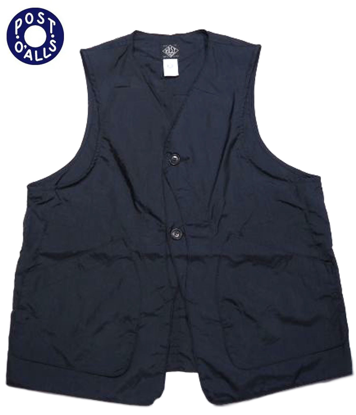 【正規取扱店】POST OVERALLS(ポストオーバーオールズ）/#3503-CNN DEE VEST2 Crinkle Nylon taffeta/navy