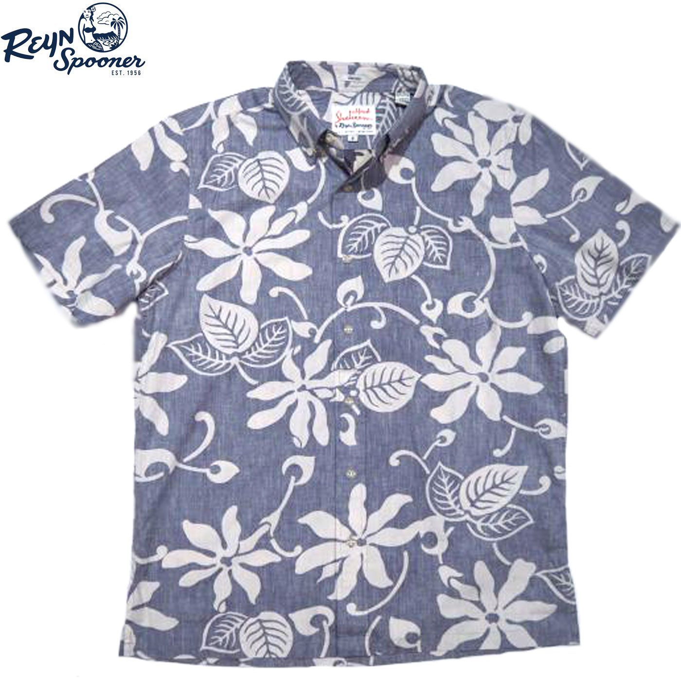 【只今30％OFF！！】【国内正規品】【正規取扱店】REYN SPOONER（レインスプーナー）/＃M7053-12526 TIARE PAREAU FULL OPEN B.D. HAWAIIAN SHIRTS /cadet｜TRAVELS （トラベルズ）