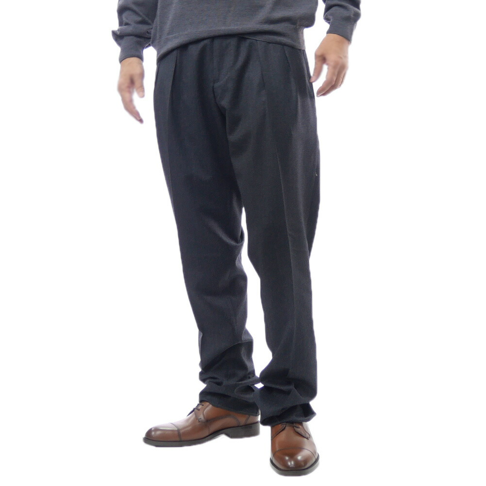 BERWICH ベルウィッチ ストレッチ ツータック ウール パンツ SCOTCH VB8996 スラックス メンズ ダークグレー